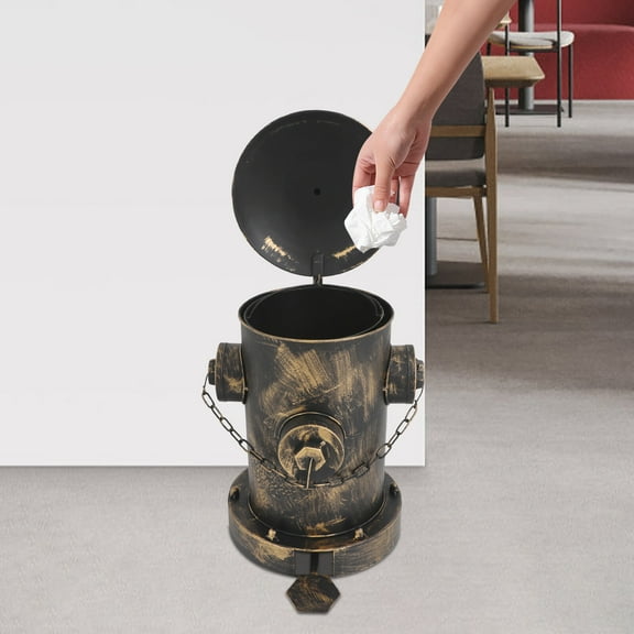 Vintage Trash Can - Freestanding Bronze Color Retro Garbage Can 26*39cm