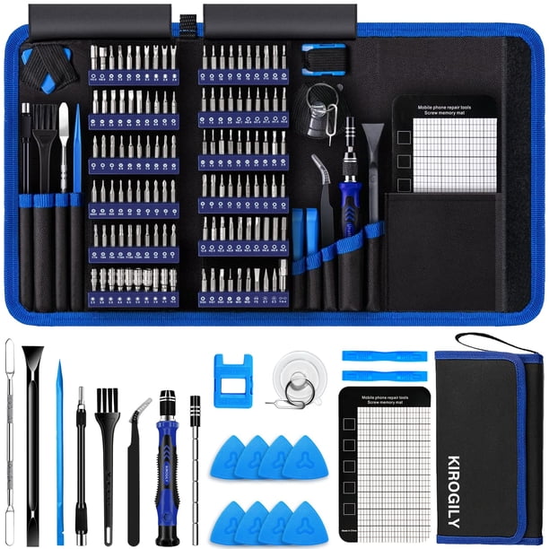 KIROGILY Juego de Desarmadores de Precisión, 142 en 1 kit de Desarmadores, Herramienta Electrónica para lphone, MacBook, Computadora Laptop, PC, Nintendo PS4 Consola, Azul