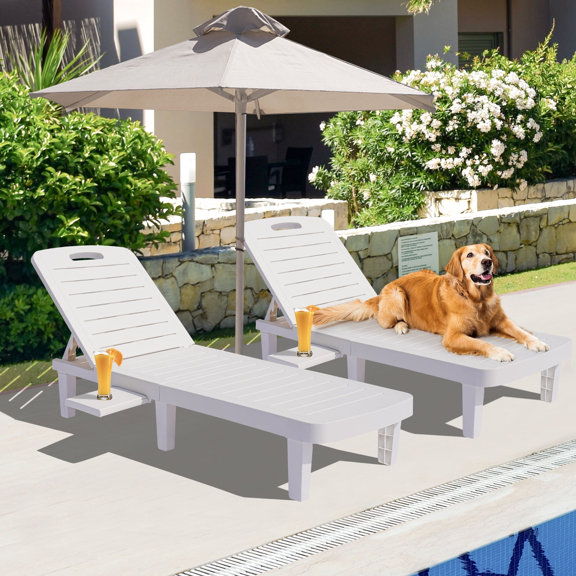 Outdoor Chaise Lounges, Seizeen Patio Lounge Chairs Set of 2, All