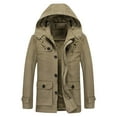 thumbnail image 2 of Pejock Mens Thickened Winter Coat, Detachable Hooded Long Sleeve Overcoat for Outdoor Leisure, Soft Woolen Casual Jacket with Pockets, Asian Fit Size Guide, 2 of 9