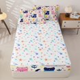 thumbnail image 4 of jejeloiu Cute Cat Floral Pattern Zipper Twin Comforter Sets with Fitted Sheet and 2 Pillowcases Kids,Lovely Animal Vintage Boho Style Zipper Bedding Set For Girls,Reversible,4-Piece, 4 of 7