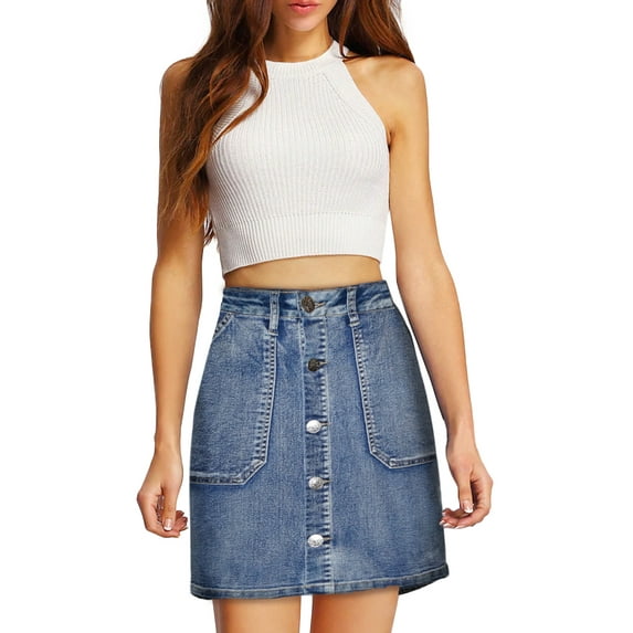 Lexi Women's Super Comfy Perfect Fit Stretch Denim Skirt
