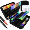 thumbnail image 1 of Sunacme Art Supplier Dual Brush Markers Pen, 110 Artist Coloring Marker Set, Fineliner & Brush Tip Pens with Premium Case for Adults Coloring Books &, 1 of 7