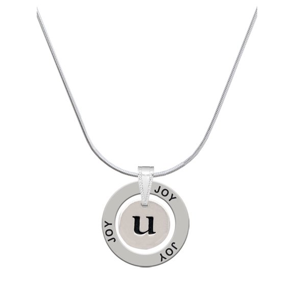 Delight Jewelry Silvertone Disc 1/2'' Initial - u - Joy Ring Charm Necklace, 18"