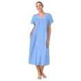 thumbnail image 5 of Aria Women's 100% Cotton Raglan Sleeve Smocked Neck Sleepwear 46" Gown, Sizes XS-5X, 5 of 7