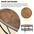 Home Rustic Natural Round Coffee Table with Storage Shelf for Living