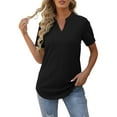 thumbnail image 3 of B91xZ T-Shirts pour Femmes T-Shirt à Manches Courtes, Noir L, 3 of 5