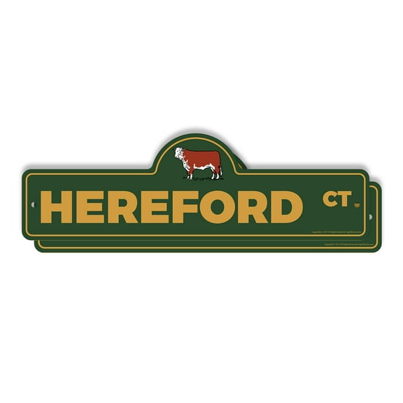 Hereford (2 Pack) Plastic Street Sign - 6 Inch X 18 Inch Gift Cattle Breed Farm Livestock Ranch Animal Rustic Decor Nature Dairy Beef Meat