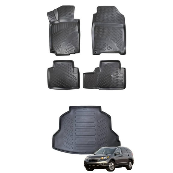 Car Floor Mats   Cargo Liner (Full SET) Compatible for Honda CR-V 2012-2016 Waterproof | All Weather