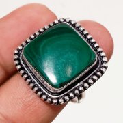 Malachite Gemstone Handmade Fashion Engagement Gift Ring Jewelry 9" SA 7359