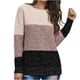 thumbnail image 2 of Suéter de cuello redondo para mujer, informal, de moda, de color a juego, de manga larga, con cuello redondo, 2 of 5