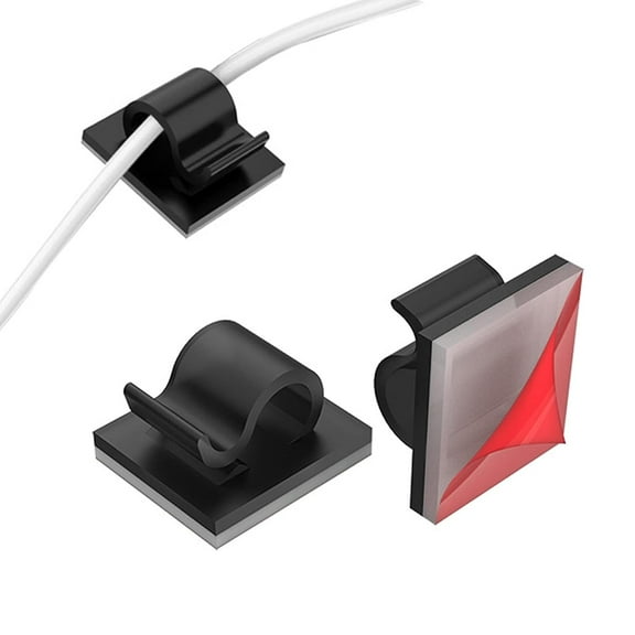 40PCS Cable Clips Self Adhesive Cable Wire Management Holder Round Cable Tidy Clips Cord Holder for Desk Wall Home Office Outdoors Light Wire Organizer,Black