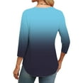 thumbnail image 4 of Breezora Womens 3 4 Sleeve Pleated Blouse Relaxed Fit Round Neck Tops for Everyday Style Style XXL Size Blue, 4 of 8