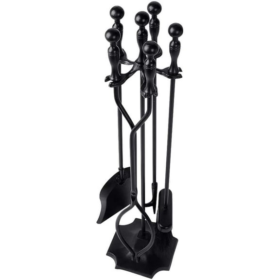 Amagabeli 5-Piece Fireplace Tools Set, Black