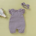 thumbnail image 6 of SPRING PARK 2Pcs/Set Infant Baby Girls Romper Outfit Multi-layered Collar Jumpsuit Headband Set Clothes, 6 of 8
