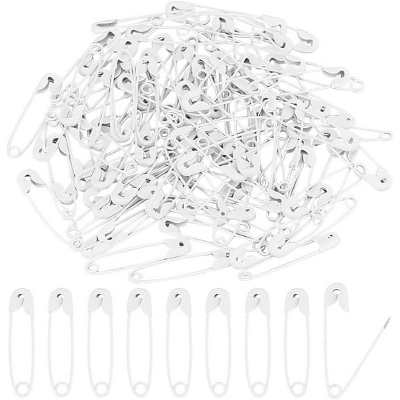 100PCS 1" White Safety Pins Colored Safety Pins Bulk Sewing Pins for DIY Craft Making and Clothing Knitting Stitch Marker-White