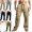 Khaki, variant on Xzbqbs Pants for Men Cotton Linen Cargo Pants Casual Elastic Waist Drawstring Pants Loose Fit Summer Beach Yoga Travel Work Pants