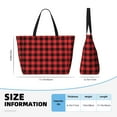 thumbnail image 4 of Gaeub Buffalo Plaid Red Black Print Beach Bag,Large Tote Bag,Waterproof Sandproof Women Tote Bag,Pool Bag with Zipper for Gym Grocery Travel, 4 of 7