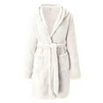 thumbnail image 5 of Women's Nightgowns Women'S Solid Colour Long Sleeve Pocket Hooded Knee Short Plush Pajamas Robe Homewear Bathrobe, Women's Sleepwear XXXXL, 5 of 5