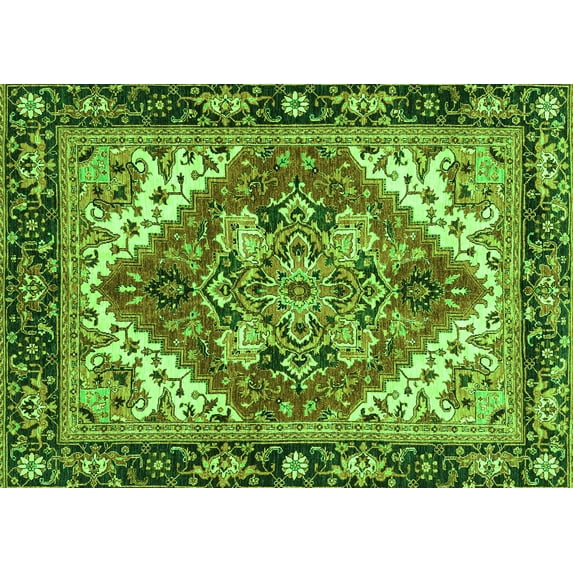 Ahgly Company Indoor Rectangle Persian Green Traditional Area Rugs, 7' x 9'