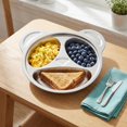 thumbnail image 3 of Lyellfe Set of 4 Stainless Steel Divided Plates, 3 Sections Unbreakable Dinner Plates, Cute Panda Shape Divided Plates for Picky Eaters, Lunch, Camping, 3 of 8