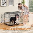 thumbnail image 2 of Wangone  48 inch Double Door Dog Crate w/Divider for Puppy to Adult Large Collapsible Metal Crate with Removable Tray XXL Wire Dog Kennel Pet Crate for Dogs Portable Travel Cage, Black, 2 of 7