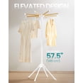 thumbnail image 4 of SONGMICS Clothes Drying Rack, with Bamboo Hanging Rods, Foldable Metal Laundry Rack, Space-Saving, Free-Standing Airer, Indoor Use, White and Natural, 4 of 6