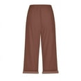 thumbnail image 4 of Women Capri Pants High Waist Drawstring Pants Comfortable Soft Trousers Holiday Wear Beach Casual Pants Women Pants Casual Work plus Size Women Casual Pants Business Casual Clothes for Women plus Size, 4 of 5
