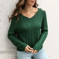 thumbnail image 4 of AOOCHASLIY Sweaters Fall Clearance Women's Off Shoulder V-Neck Sweater Women's Loose Winter Long Sleeve Knit Sweater, 4 of 5