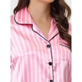 thumbnail image 4 of DARING DIVA Women's 2 Pcs Satin Silky Contrast Color Trim Pajama Set XL Pink, 4 of 6