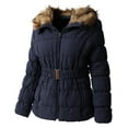 thumbnail image 2 of Ma Croix Womens Fur Lined Coat with Belt Quilted Faux Fur Insulated Winter Jacket Parka Outerwear, 2 of 5