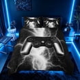 thumbnail image 2 of meiyoeat Neon Lightning Gaming Duvet Cover Set for Boys Girls, Electric Gamer Bedding Full, Black White, Black Reversible 3-Piece, 1 Duvet Cover and 2 Pillowcases, 2 of 7