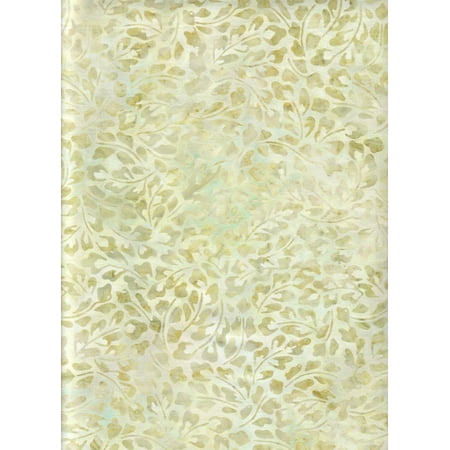 Bali Batik Leaves Java Block Printed (Tjap Stamped) Fleur Leaves on Light Green, Celedon Bali Tie Dye (Ikat) Batik Gradation ~ HALF YARD!! ~ Elementals Batik #AMD-14337-37.., By Kaufman ()