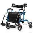 thumbnail image 1 of Costway Rollator Walker w/Seat Folding Walker with 8-inch Wheels Supports up to 350lbs Blue, 1 of 10