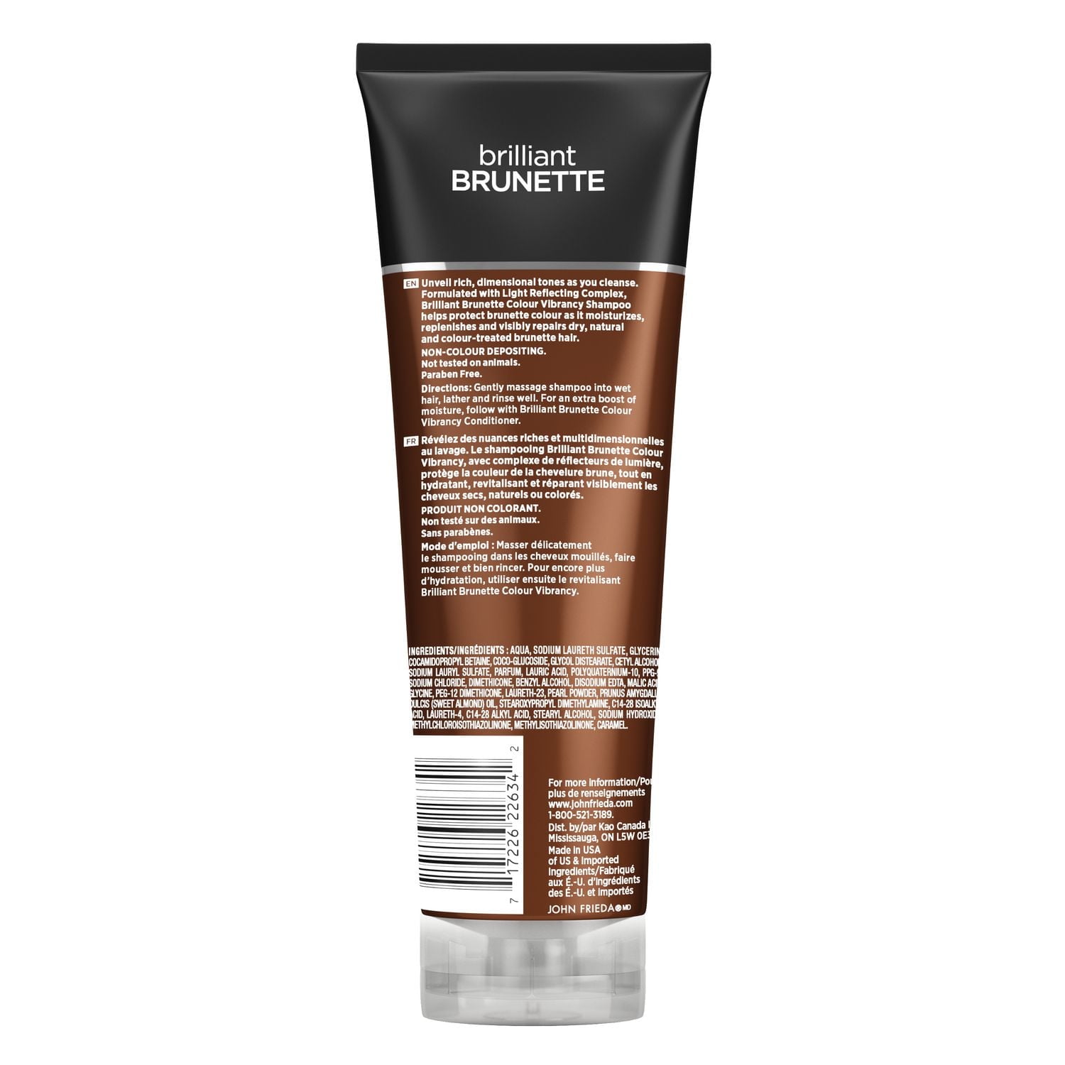 John Frieda Brilliant Brunette Colour Vibrancy Shampoo for Restored Tone and Texture, Shampoo | 250 mL
