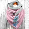 thumbnail image 2 of Women Color Feather Print Cotton Winter Warm Button Up Scarf, 2 of 3