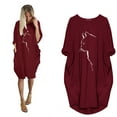 thumbnail image 2 of QIPOPIQ Robes pour Femmes avec Poches Manches Courtes Chandail Ample Imprimé Robe d'Été Mini-Robe Aubaines 2023, 2 of 4