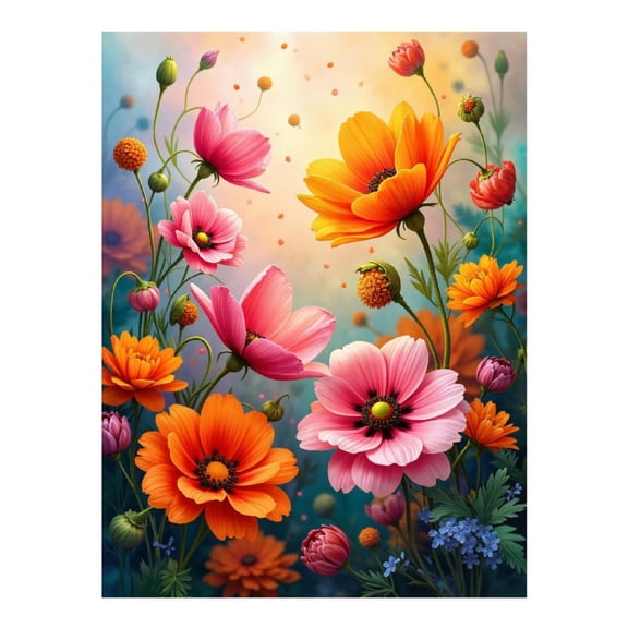 Diamond Art Kit for Adults, Blooming Colorful Floral Art Diamond Painting for Adults Beginners, 5D DIY Diamond Art Painting Kits, Colorful Diamond Painting Craft for Home Decor 12x16