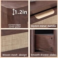 thumbnail image 3 of Leyaoyao Rattan Nightstand with Charging Station and 3 Drawers for Bedroom, Living Room, Walnut, 3 of 10