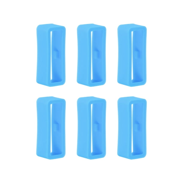 6uds Reloj Correa Lazo Cierre Anillos 18mm Caucho Reloj Soporte Guardián Silicona para Reloj Correa, Claro Azul