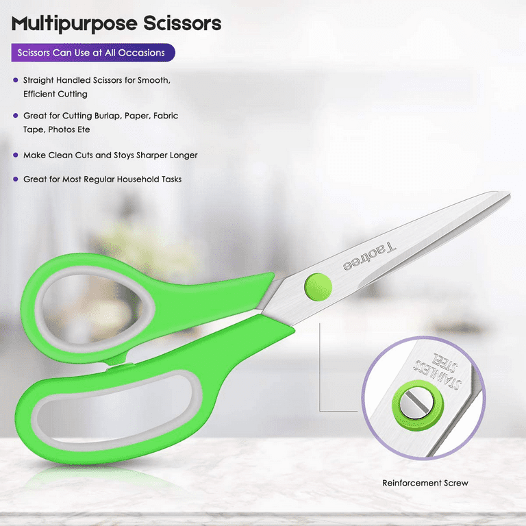 Scissors, Taotree 8 Multipurpose Scissor Bulk Pack Stainless Steel Sharp  Scissors for Office Home General Use 