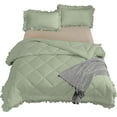 thumbnail image 6 of DNG Creations 5 Piece Ruffle Diamond Comforter All Season 550 GSM California King Size - 800 Threads Count, 100% Egyptian Cotton Solid Light Sage Colour, 6 of 7