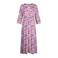 thumbnail image 5 of PuLe 【New】 Summer Short Sleeve Dress Women's Spring Summer Boho Floral Lapel Neck Button Casual A-Line Lace-Up Dress, 5 of 5