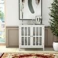 thumbnail image 3 of Costway 31'' Storage Buffet Cabinet Glass Door Sideboard Console Table Server Display White, 3 of 11
