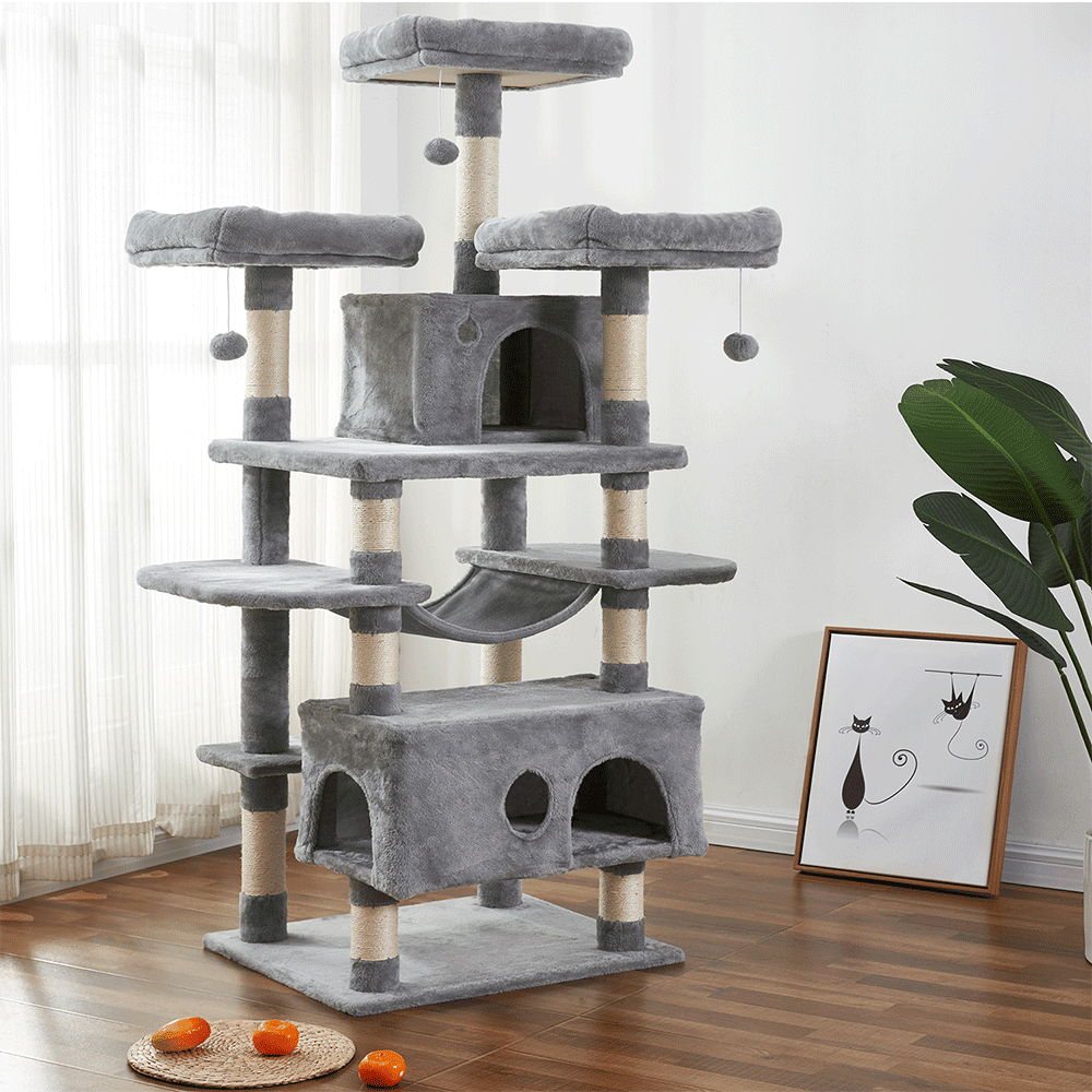 Lowestbest Large Cat Tree Condo, Cat Tower with Sisal Scratching, Cat  Activity Center Play House, Gray - Walmart.com