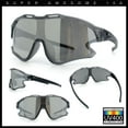 thumbnail image 2 of Kids Size Boys Xloop Shield Color Mirror Plastic Wrap Around Sport Sunglasses Slate - Silver Mirror, 2 of 7