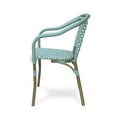 thumbnail image 5 of GDF Studio Grouse Outdoor French Bistro Chairs, Set of 2, Light Teal, White, and Wood Print, 5 of 8