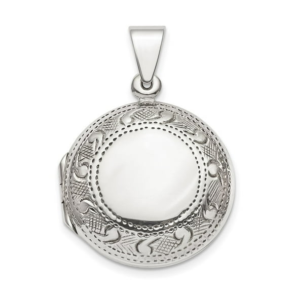 Auriga 925 Sterling Silver Textured Border Circle Locket for Women (Length - 31mm, Width - 21.85mm)
