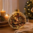 thumbnail image 3 of AURIGATE Santa Workshop Scene Lighted 2D Christmas Ball Ornament Clear acrylic ball with a 2D festive scene inside and warm glow Size 4 by 3.15 inches for, 3 of 5