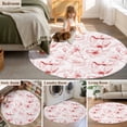 thumbnail image 5 of Round Rug 5Ft Washable Non-Slip, Pink Flower Circle Area Rugs for Living Room Bedroom, Watercolor Floral Botanical Line Drawing Print Indoor Floor Mats Carpet Runner for Home Decor Aesthetic, 5 of 8